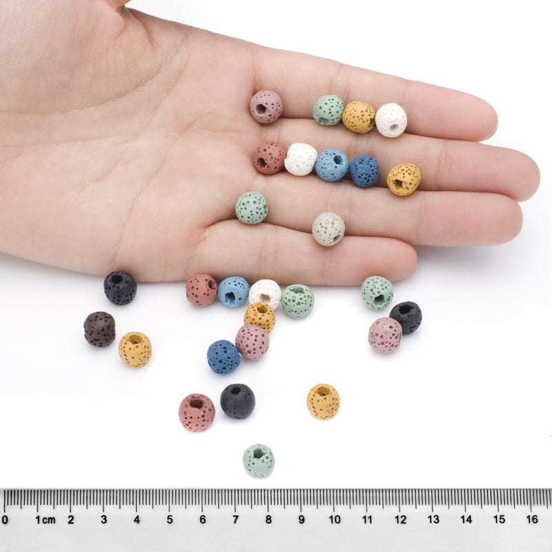 BEADNOVA 8mm Colorful Lava Rock Stone Gemstone Semi Precious Stone Beads Round Loose Beads for Jewelry Making Findings Accessories (240pcs, Assorted Colors Box Set) - Image 3